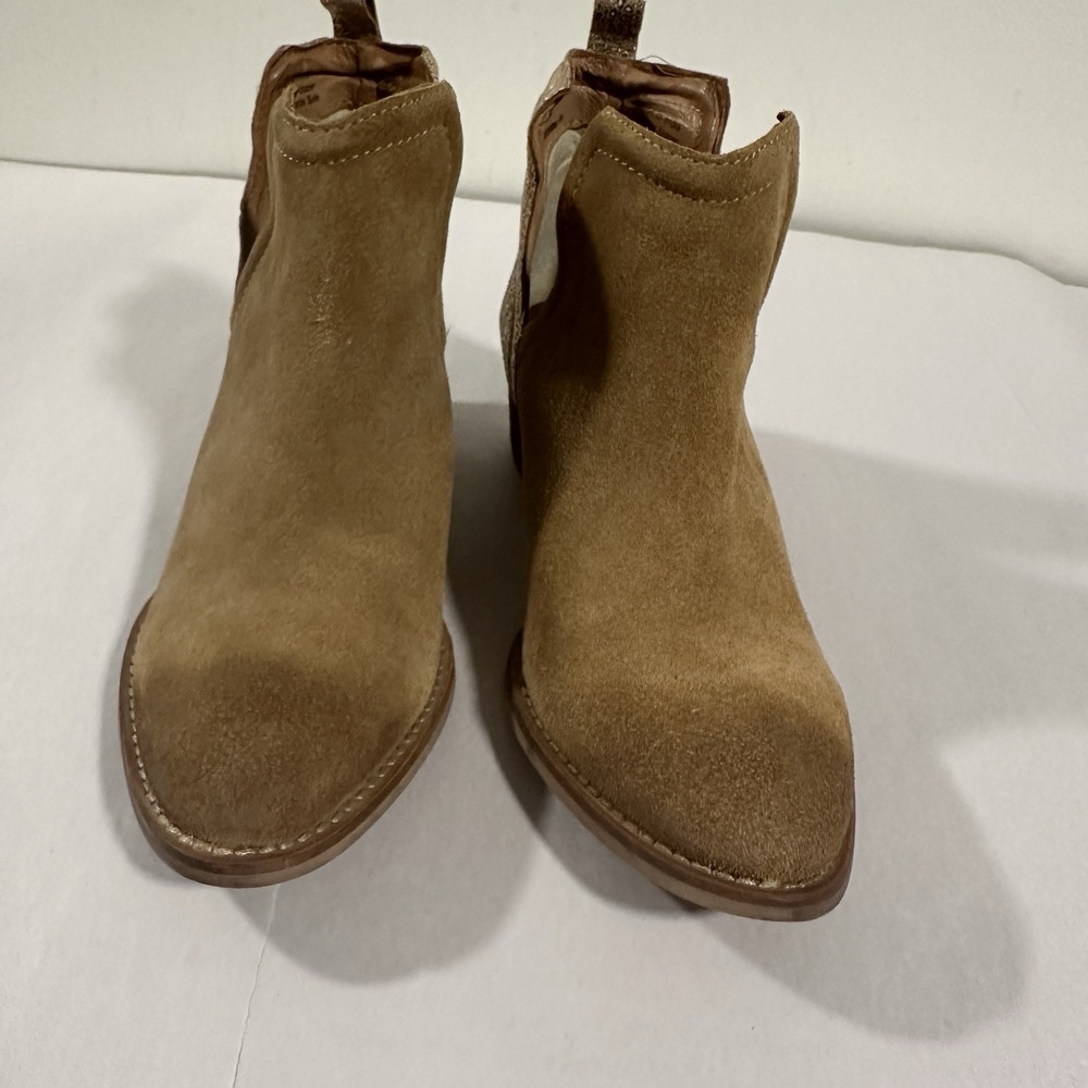 Diba True Split Ankle Boots Suede Gold Metallic Leather Womens Sz 7.5 Western - Picture 7 of 8